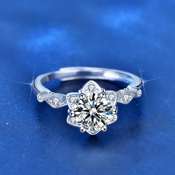 Certified 1ct. t.w. Moissanite Diamond Flower Ring NEW F - Picture 5 of 12